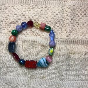 Colorful Mixed Glass Bead Bracelet - Multicolor - Handmade by Eveyln